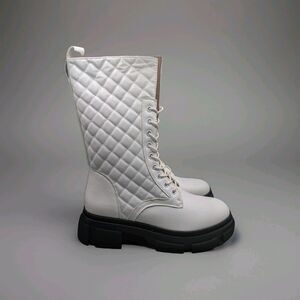 Henry Ferrara Cali-700 Platform Combat Boots Zip & Lace-Up Boots Size 8